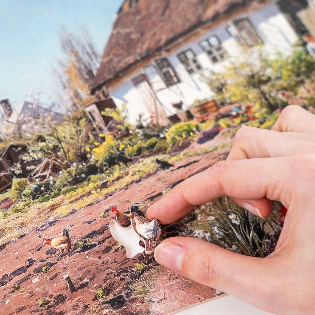 Puzzle-Jeune-fille-devant-une-maison-350